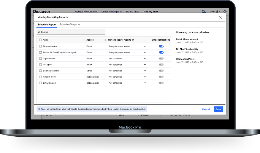 Snapshot scheduling UI on MacBook Pro